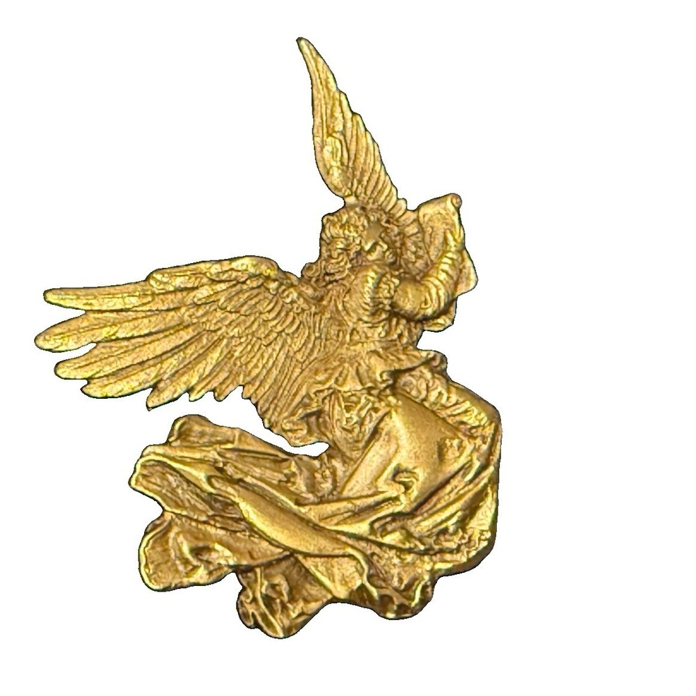 Vintage MFA Angel Brooch Pin Gold Art Nouveau Flying Cherub Celestial Museum
